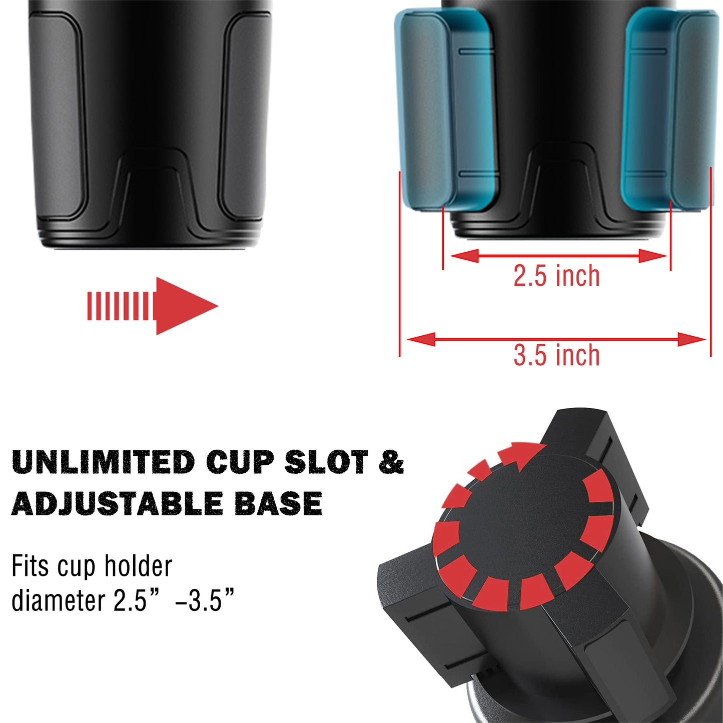 Car Cup Holder Tray Dual Black Expande Organizer