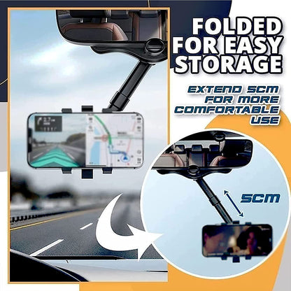 Rotatable Car Phone Holder Multifunctional Rearview Mirror