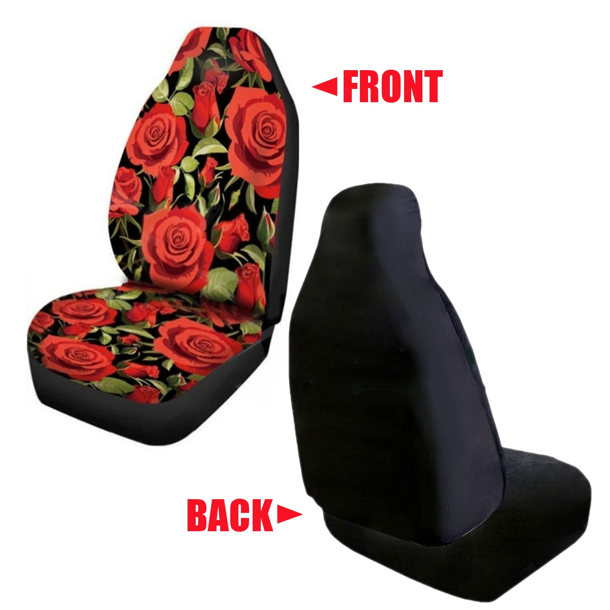 Universal Car Front Seat Cushion Cover Rose Printed Full Protector 1/2 PCS