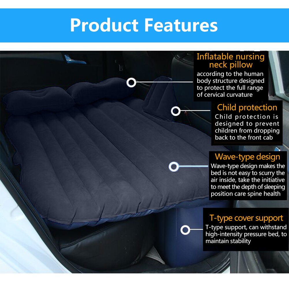 Car Inflatable Mattres Back Seat Air Bed Extend Cushion