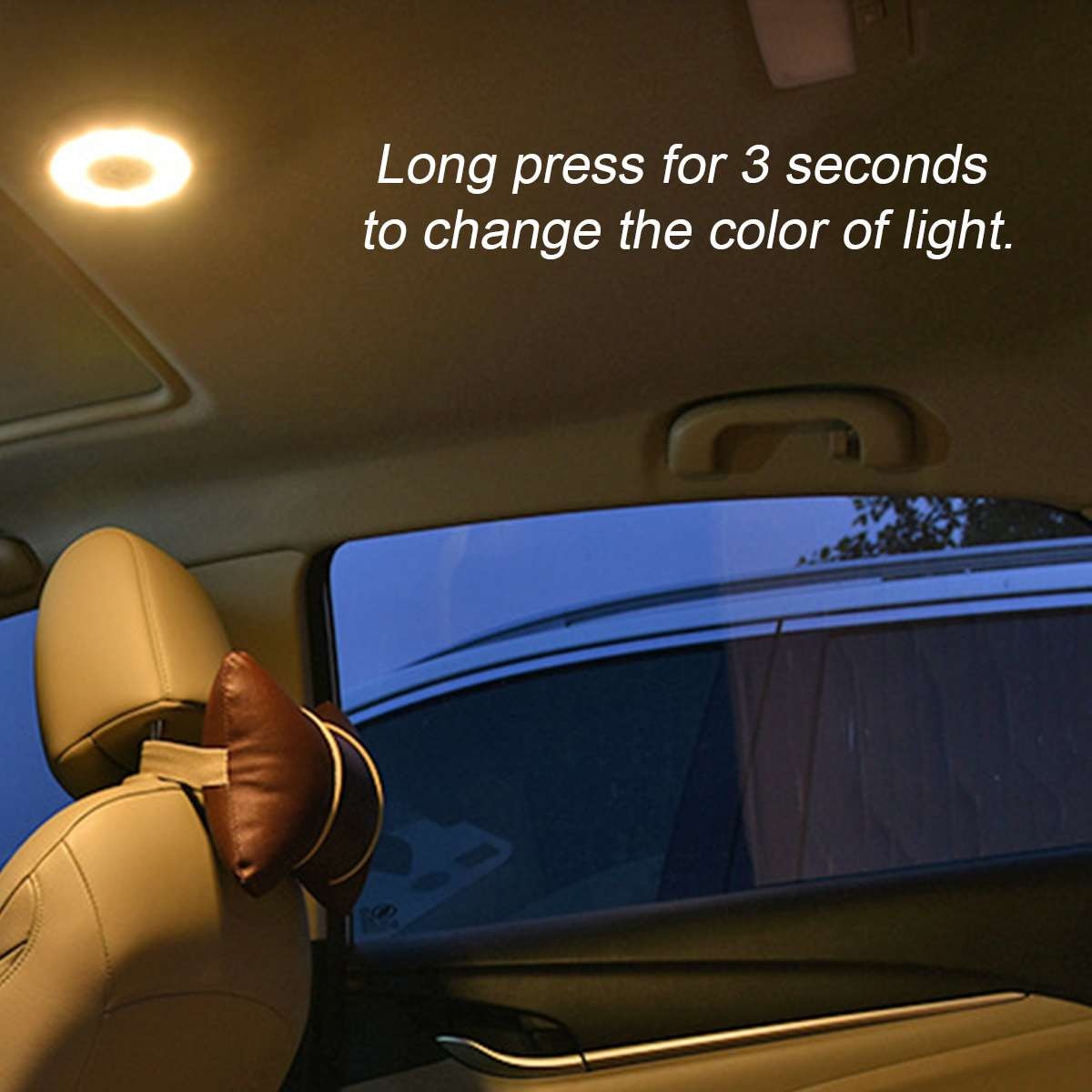 4" Car Interior LED Light USB Charging Roof Magnet Night Lamp