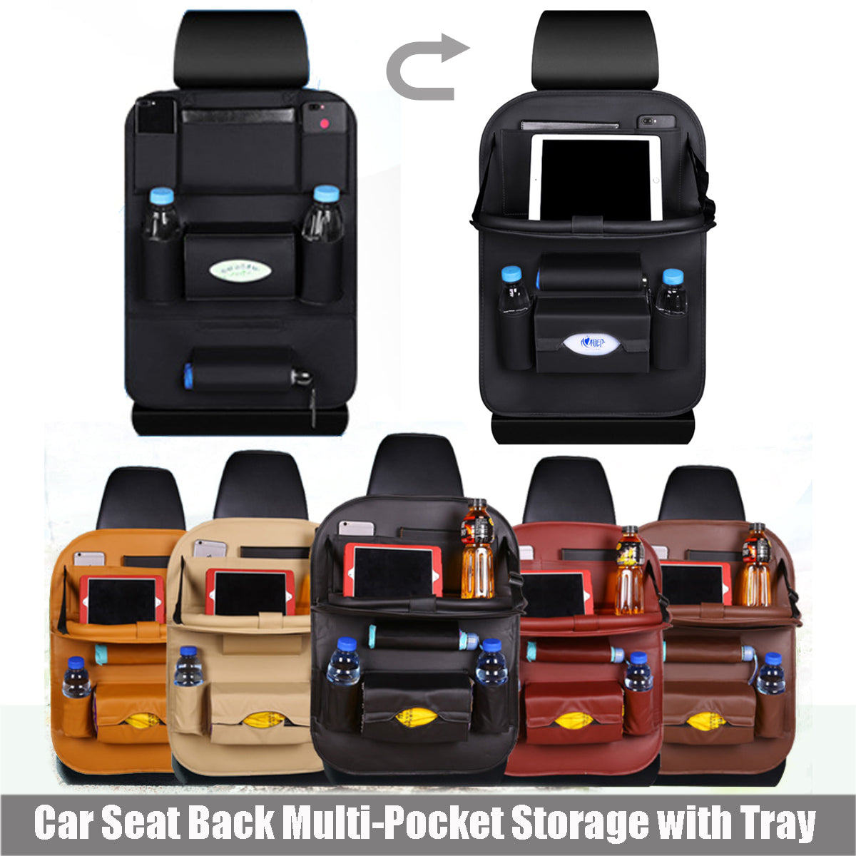 Car Seat Back Leather Pocket Organizer Storage