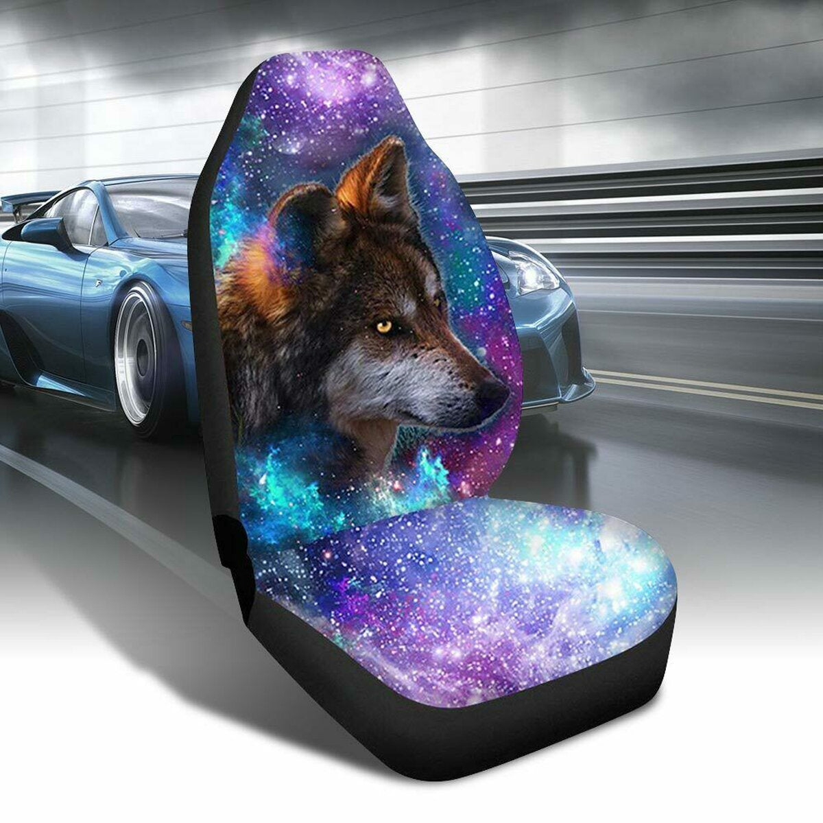 1PC Car Front Seat Wolf Polyester Cushion