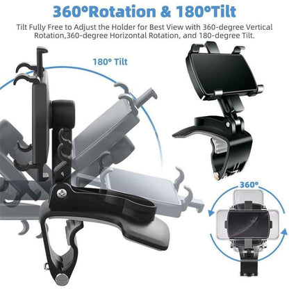 Universal 360 Rotation Car Rear View Mirror Mount Stand Phone Holder
