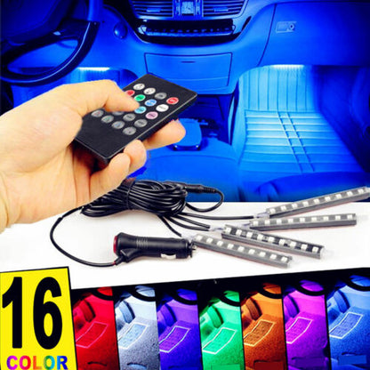 Car LED Charge Interior Floor Decorative Atmosphere Light 16 Colors