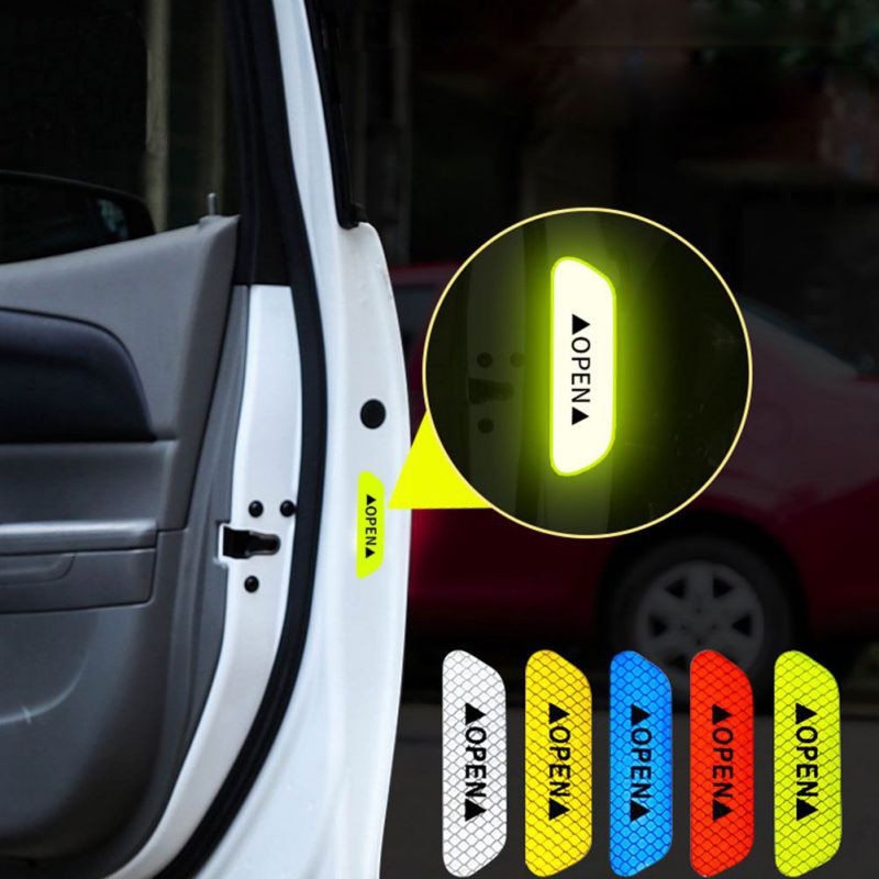 Car Door Stickers DIY Car Reflective Tape Warning Mark Reflective Open Notice 4Pcs/Set