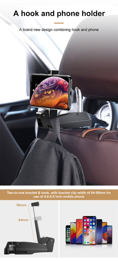 Car Back Seat Hook Hanging Holder Mobile 360 Rotation Phone Holder