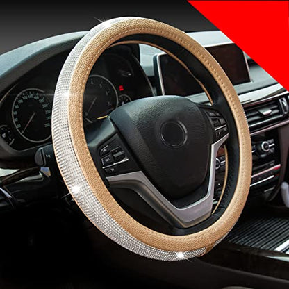 Car Diamond Universal Leather Bling Crystal Steering Wheel Cover