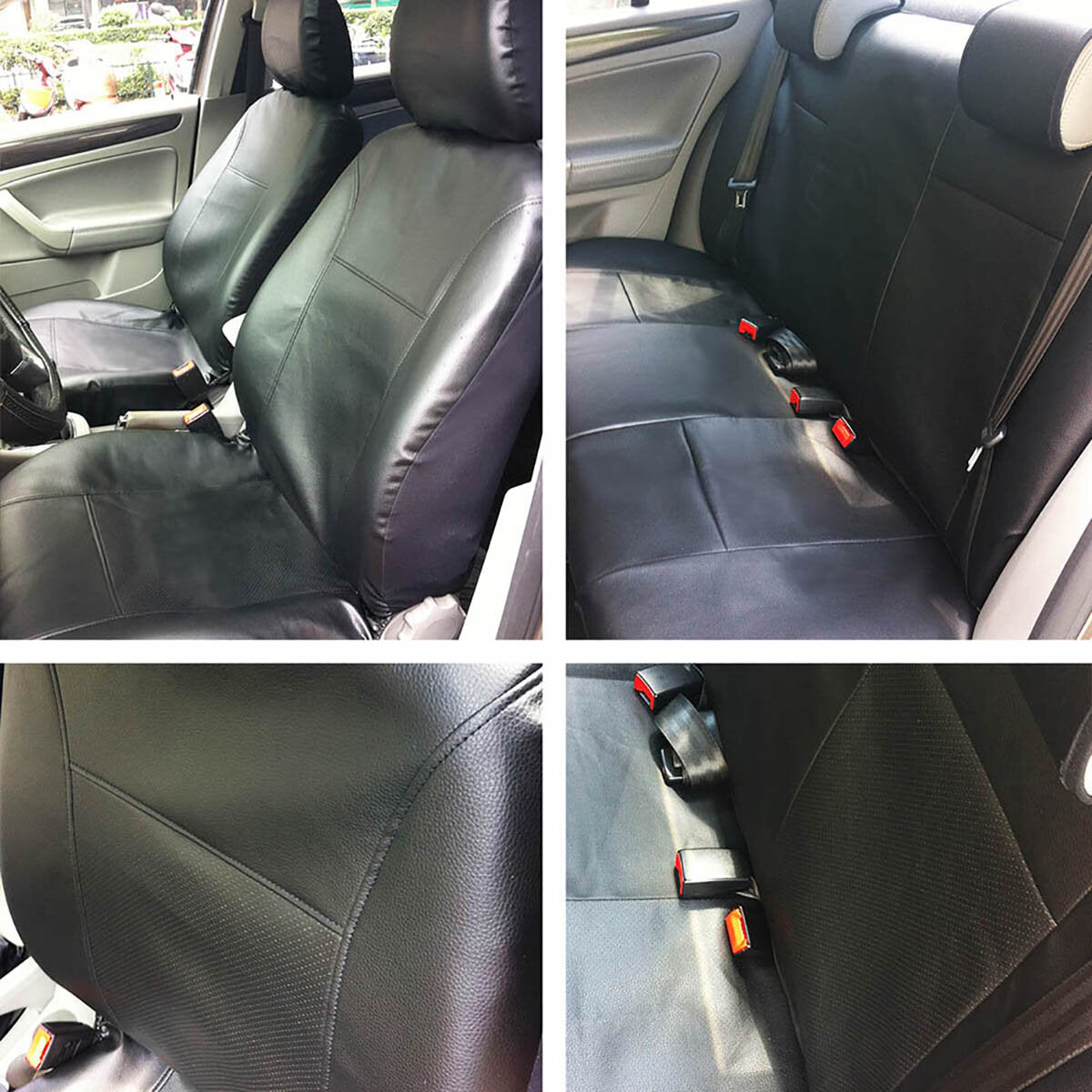 12PCS PVC Leather Car Seat Cushion Mat with Zipper