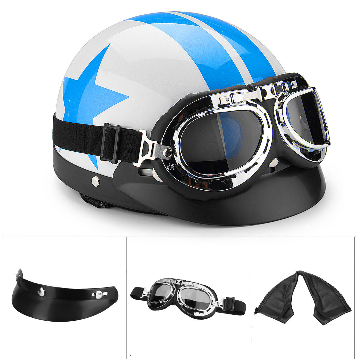 Motorcycle Protective Helmet with Sun Visors Retro
