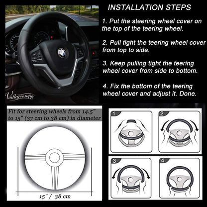 Car Valley Comfy Microfiber Leather Steering Wheel Covers