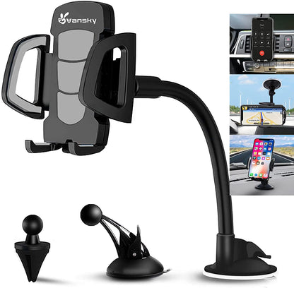 Car Phone Holder Mount 3-in-1 Universal Dashboard Mount Windshield