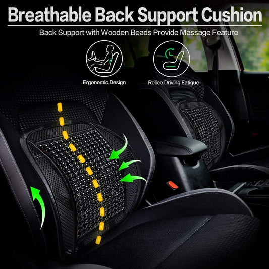 Car Lumbar Support Massage Double-Layer Mesh Breathable Back Support Cushion