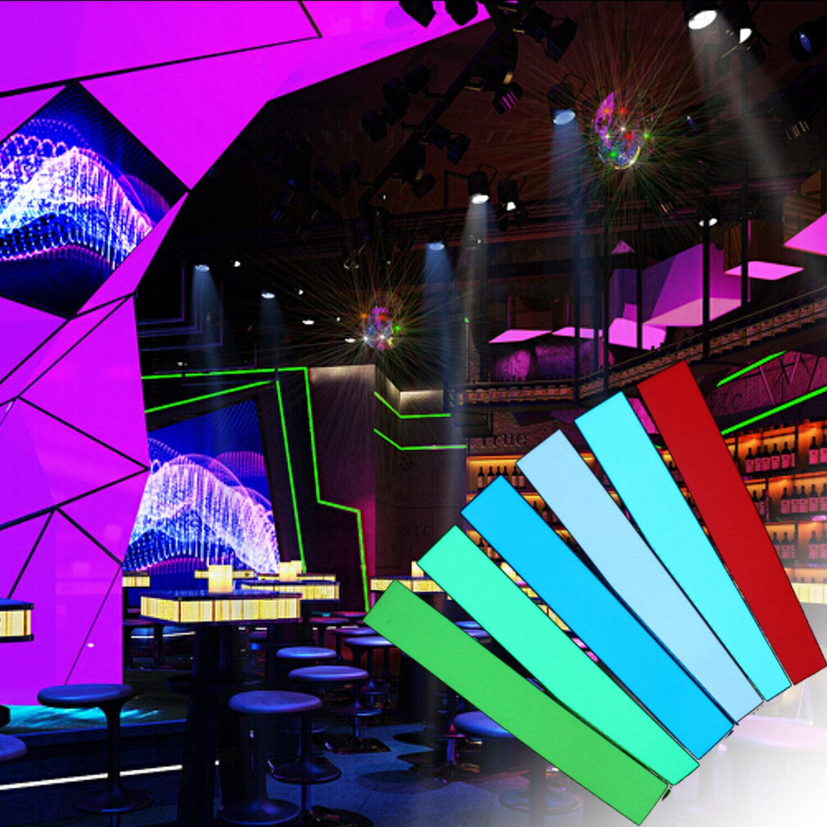 Flexible Electroluminescent Tape Panel Light Decorations 12x2 Inch