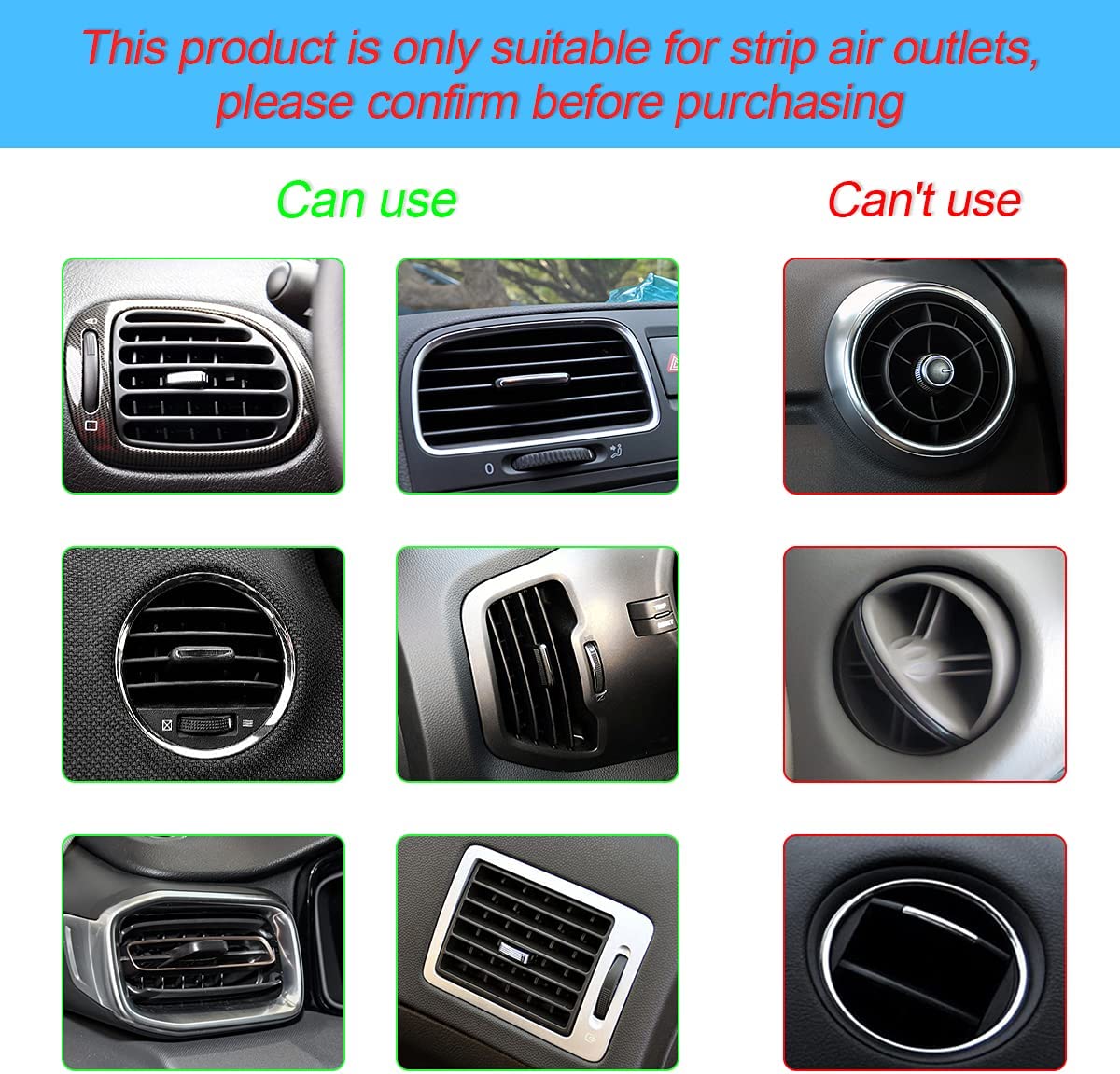 Car Decoration Strip Vent Outlet Universal Waterproof Bendable Outlet Trim Stickers 20 Pcs