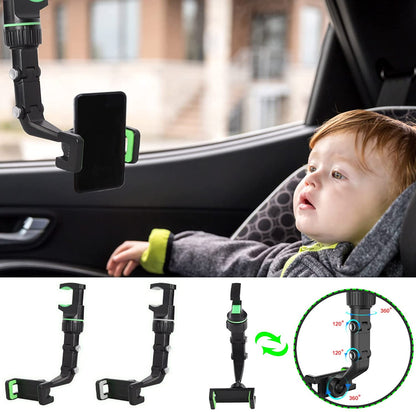 Multifunctional Rearview Mirror Phone Holder Universal 360° Rotating Phone Stand