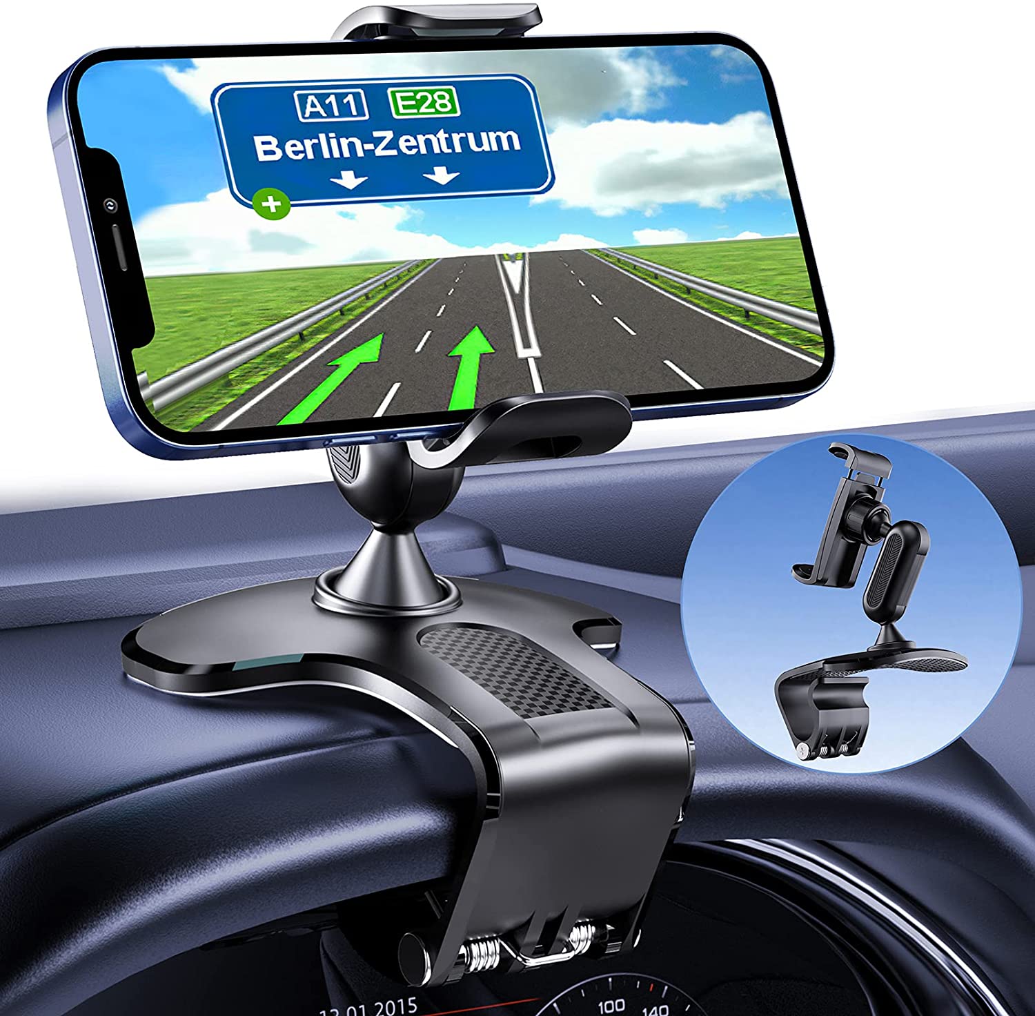 Car Phone Holder Mount 360 Degree Rotation Dashboard Cell