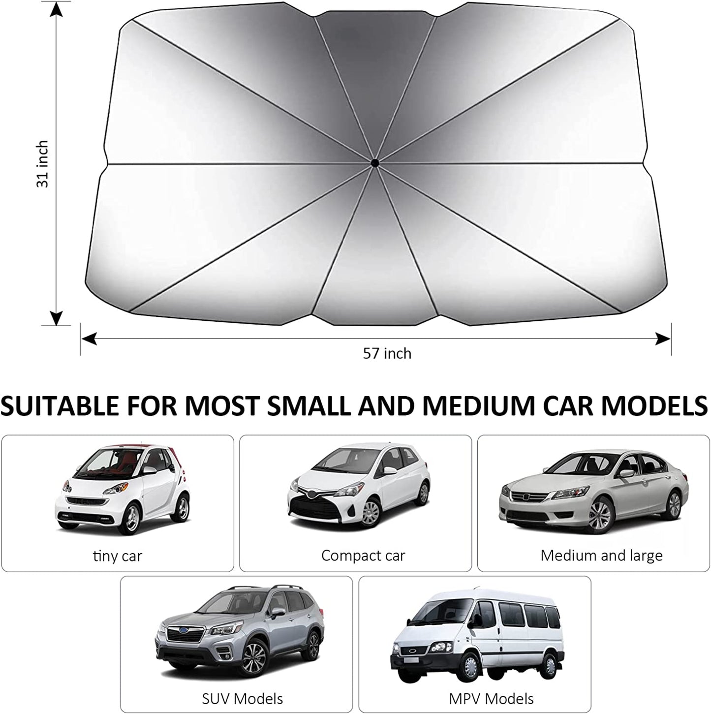 Car Upgraded Umbrella Sun Shade Front Windshield Cover