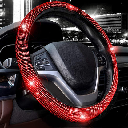 Car SUV Steering Wheel Cover Bling Crystal Diamond Protector