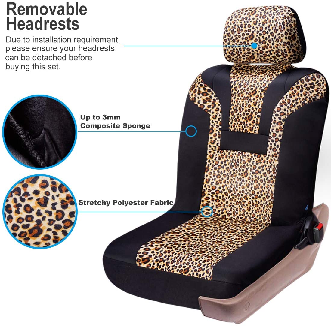 Car Seat Cover Leopard Integrated Fits For Cars SUV Truck