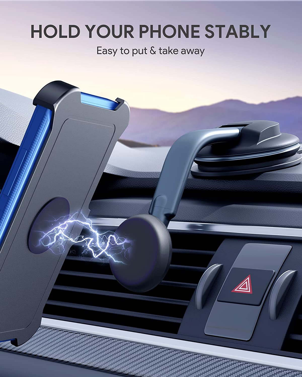 Car Magnetic Phone Holder View Dashboard Windshield