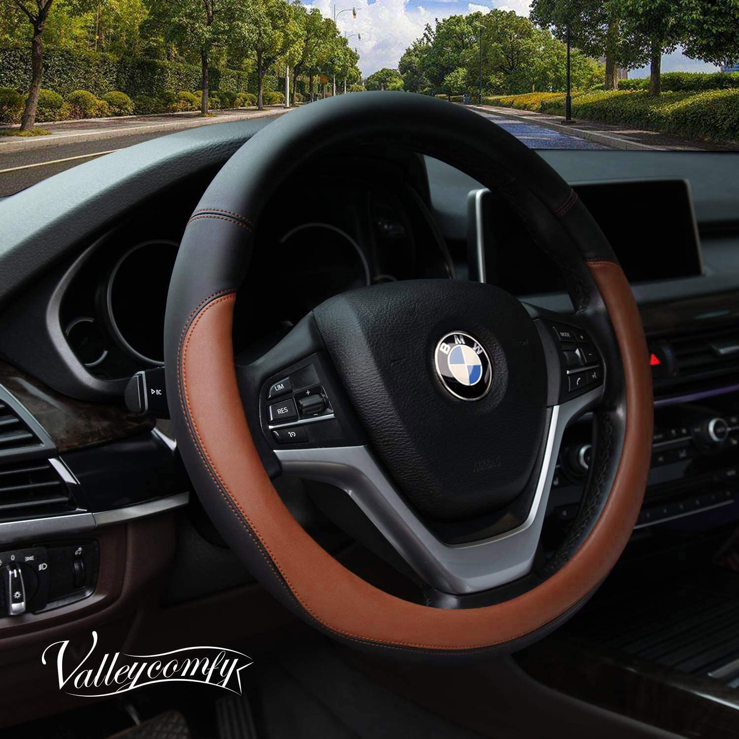 Car Valley Comfy Microfiber Leather Steering Wheel Covers