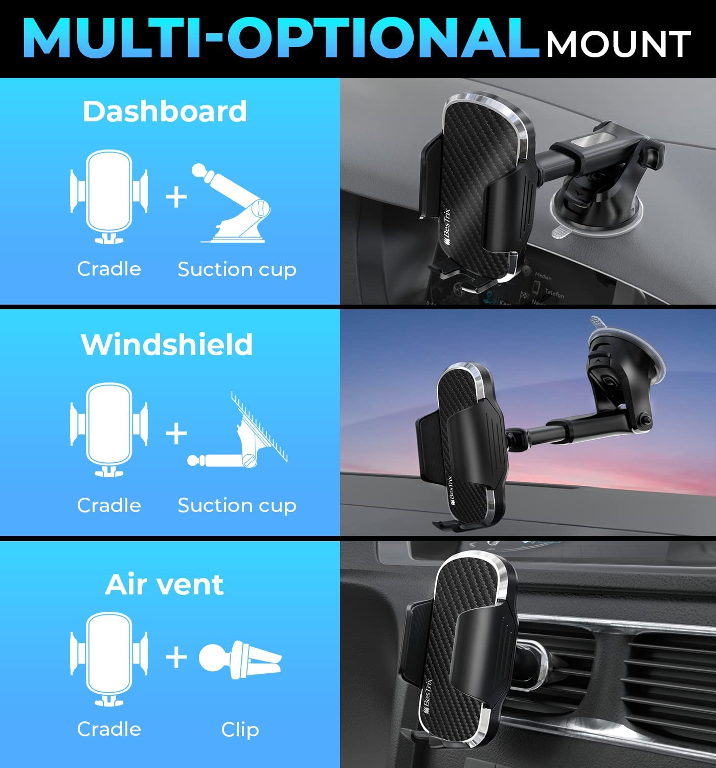 Car Dashboard Windshield Phone Mount Holder