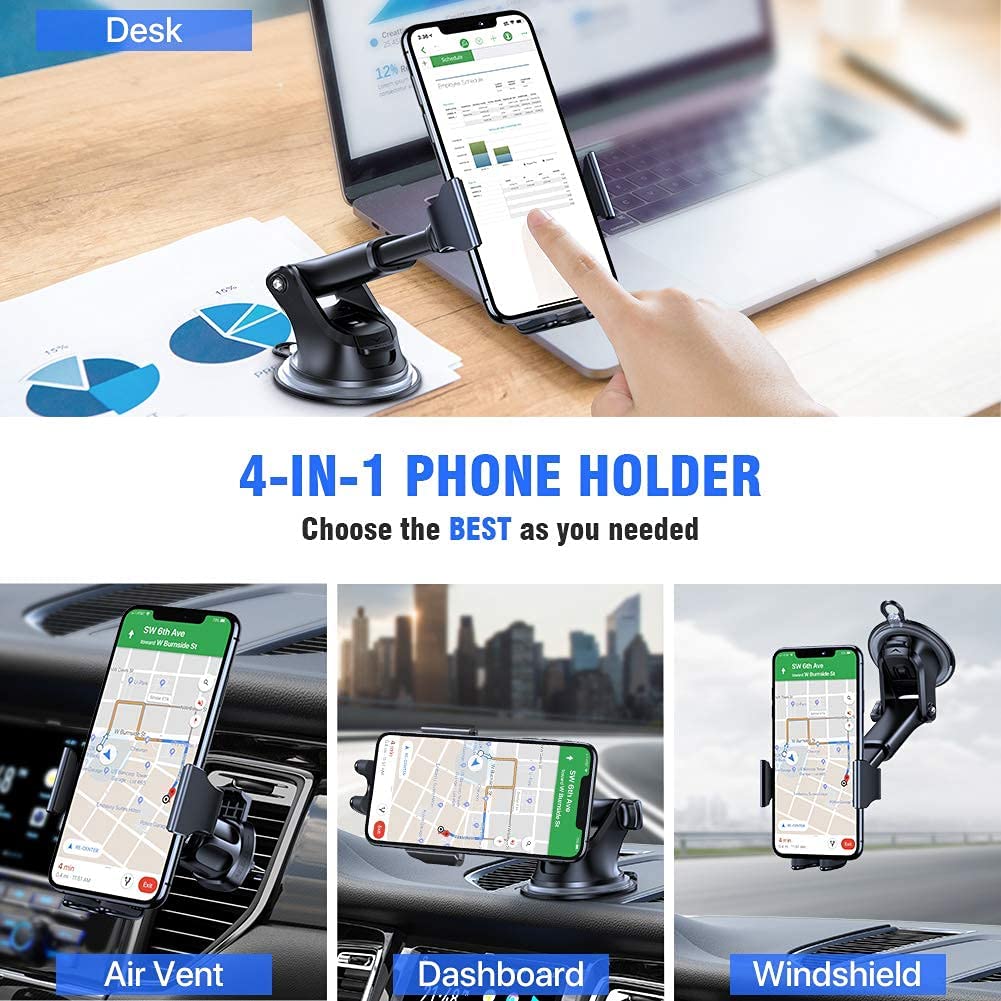 Car Universal 4-in-1 Cell Phone Holder Dashboard Air Vent Windshield
