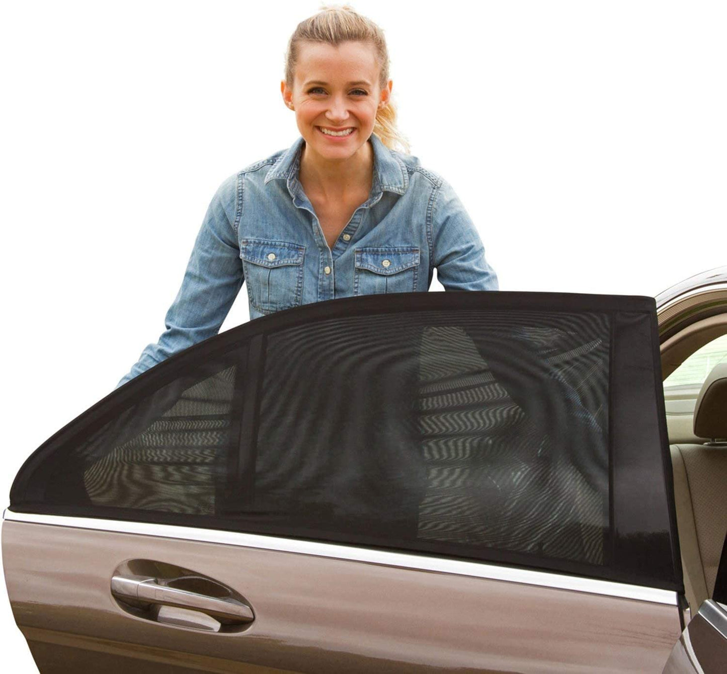 Car Side Window Sun Shade Cover Protects Kids From Sun Fits All Cars Most SUV 2 Pcs