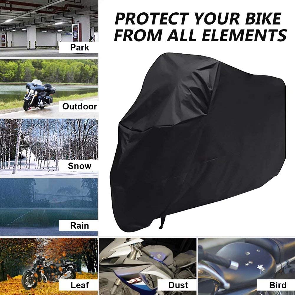 Motorcycle Cover with 3 Windproof Buckles Black