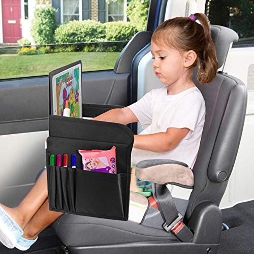 Kids Car Seat Travel Tray Sturdy Activity No-Drop iPad/Tablet Holder Organizer