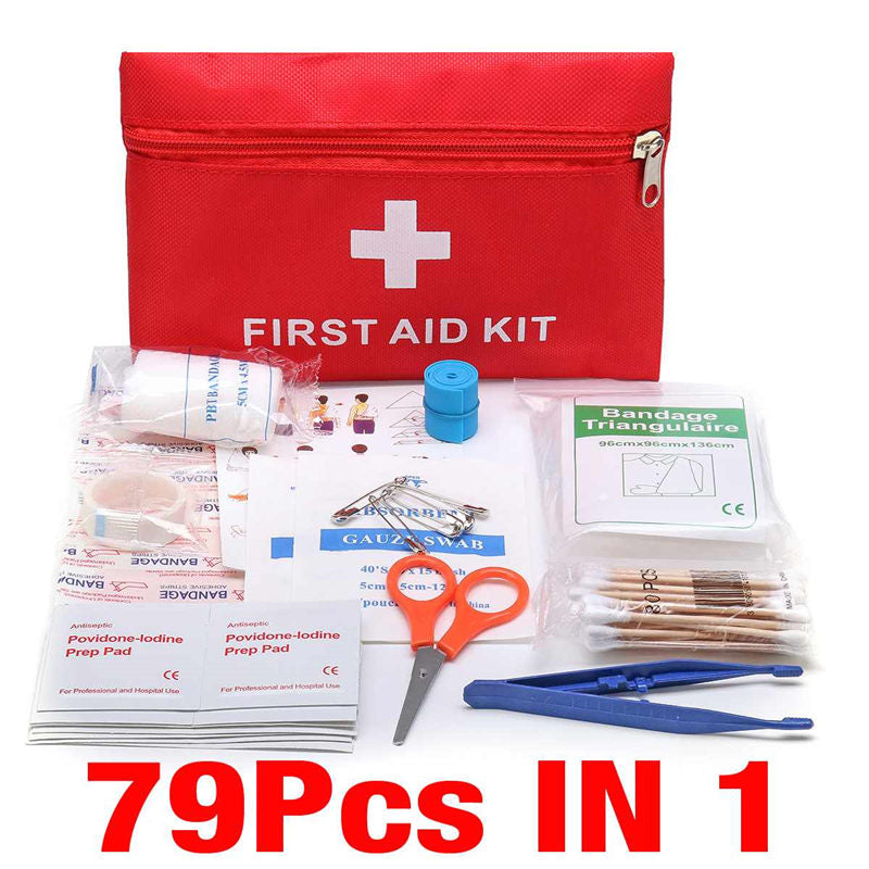 Car First Aid Bag Kit Medical Emergency Wilderness Survival 79pcs