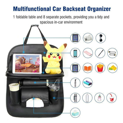 Car Backseat Organizer with Tablet Holder Storage Pockets PU Leather 2 Pcs