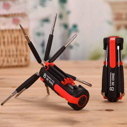 Repair Tool Screwdriver Portable Multifunction Set with 6 LED Torch Flashlight 8-in-1