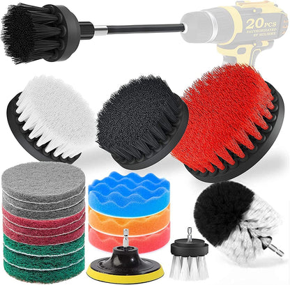 20 Pcs Drill Brush Attachments Set Power Scrubber Brush Clean