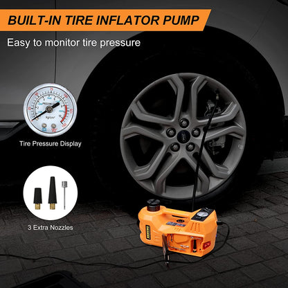 3 in 1 Electric Hydraulic Car Jack Tire Inflator Pump DC 12V Tools