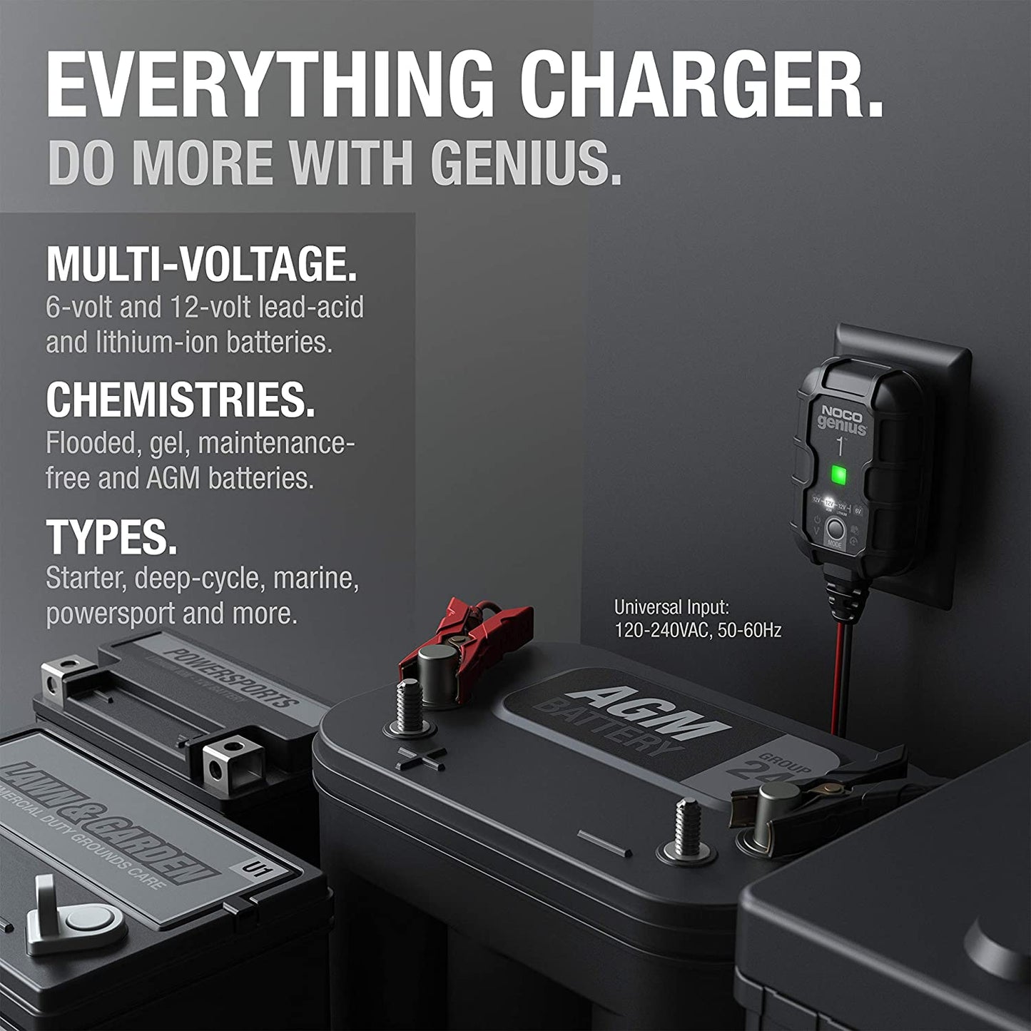 1A Fully-Automatic Smart Charger 6V and 12V Portable Tools