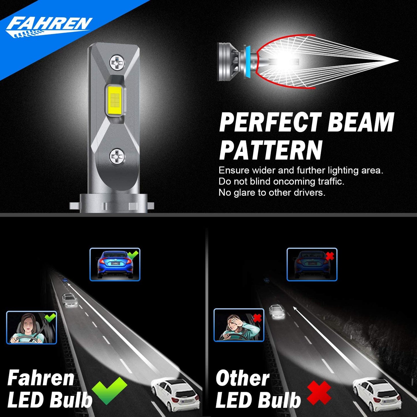 Car Fahren Super Bright LED Headlights Bulbs 60W 14000 Lumens