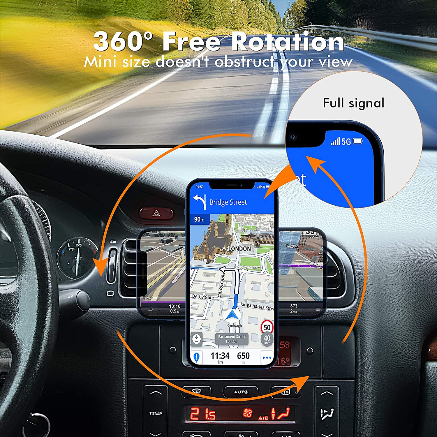 Car Dashboard Vent Mount Windshield Wireless Charger for iPhone