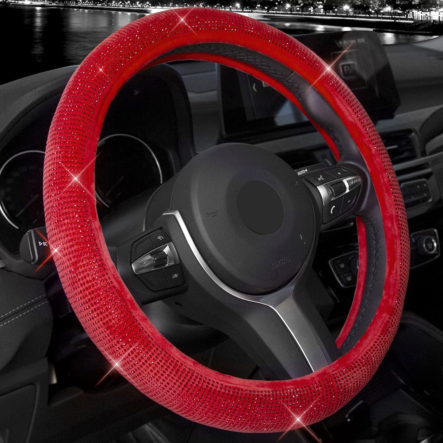 Car SUV Steering Wheel Cover Bling Crystal Diamond Protector