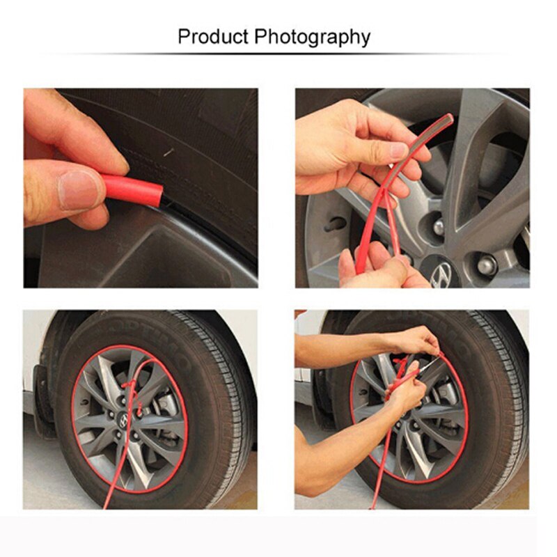 Car Wheel Protector Hub Sticker Car Decorative Strip 8m