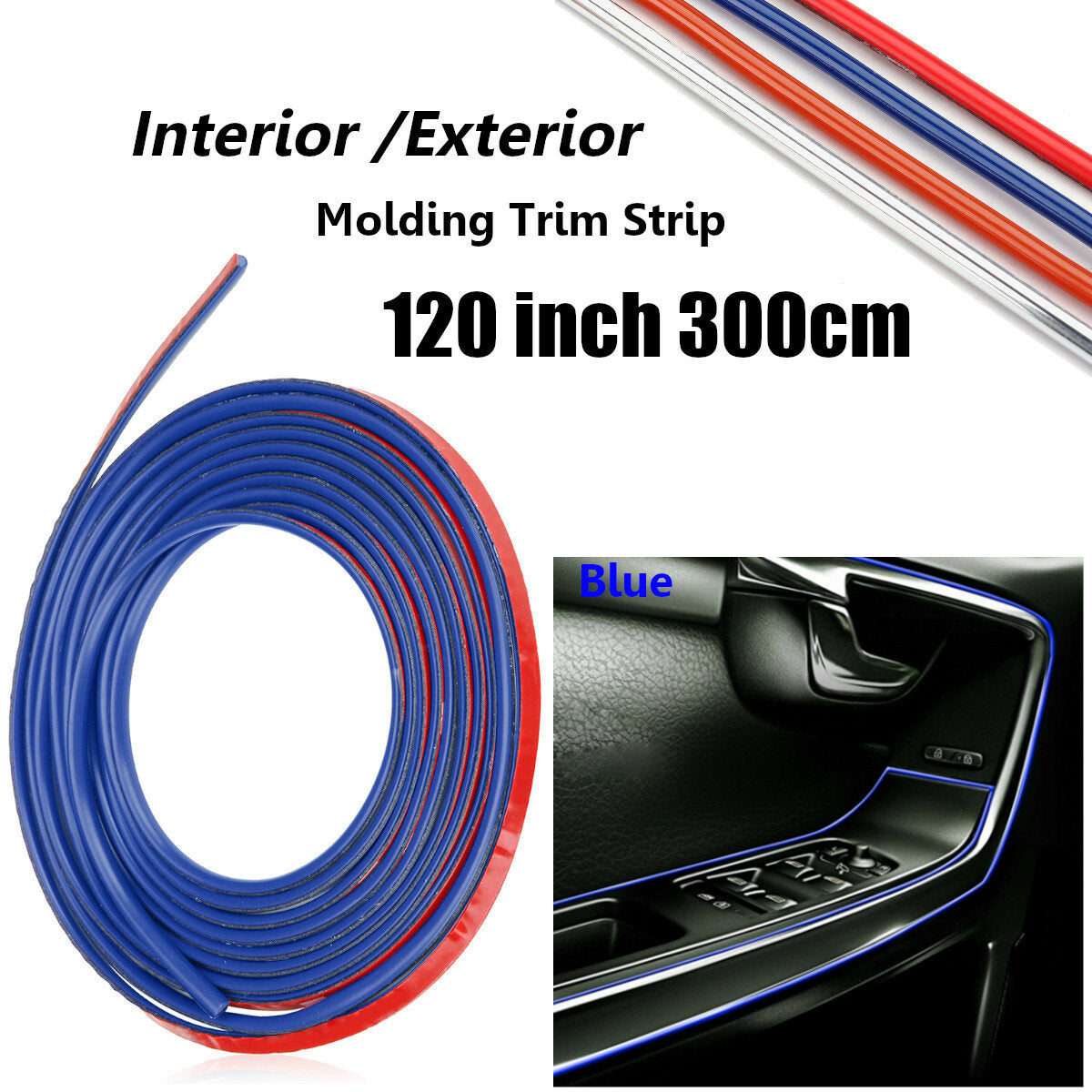 Car Moulding Trim Strip Interior DIY Refit 120 inches 3M Tape