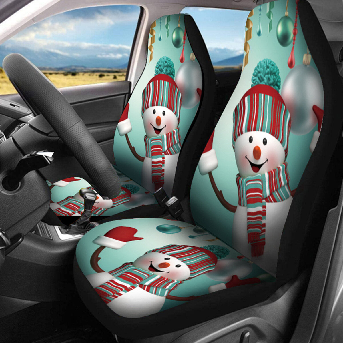 Car Christmas Seat Cushion Cover Protector Universal Fit 7 Pcs