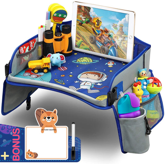 Kids Toddler Travel Tray Space Snack Tray Organizer Cup Holder