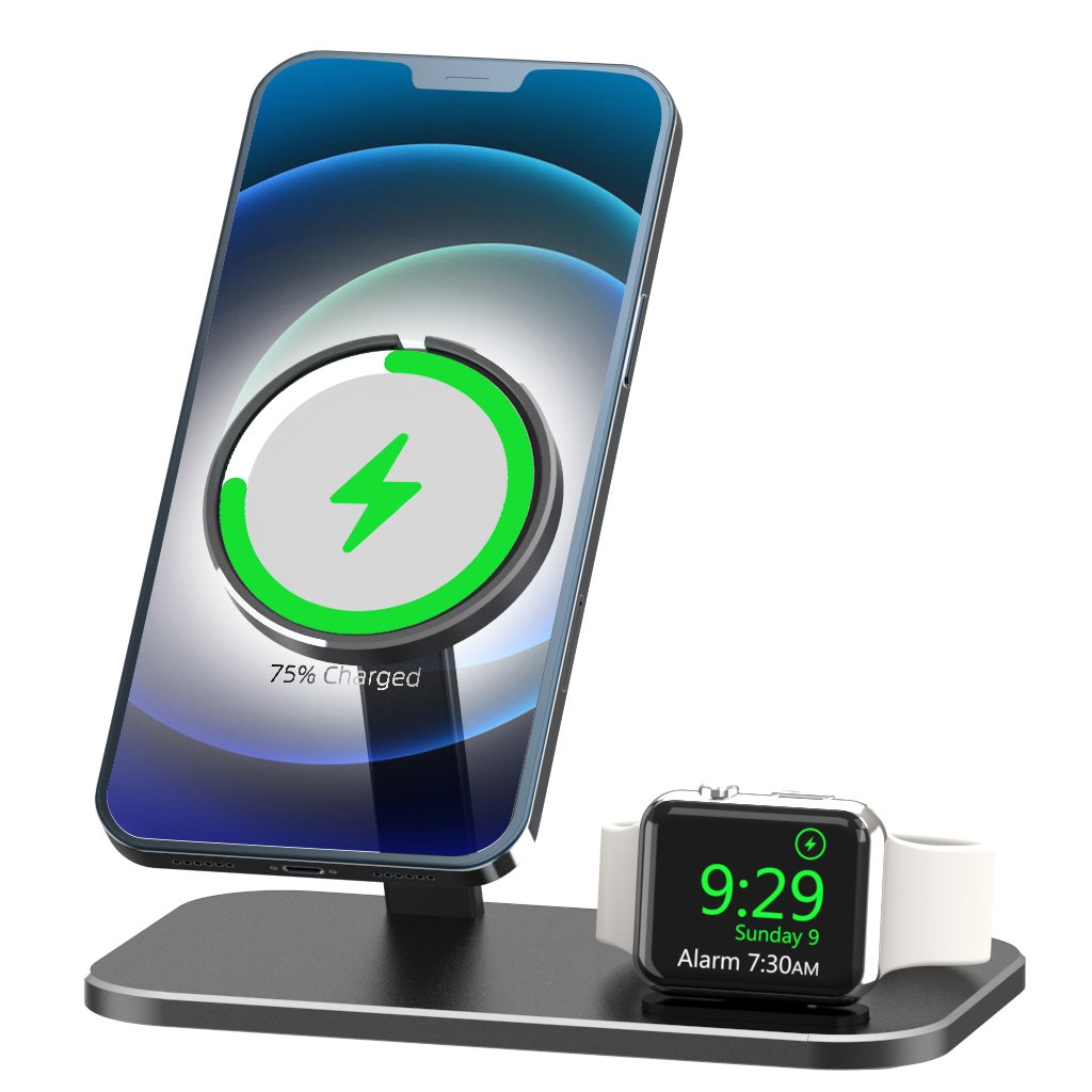 Aluminum Charging Stand Magnet Desktop Charger 2 in 1