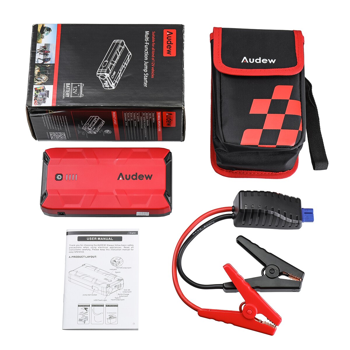Car Battery Dual USB Jump Starter 1000A 12V Portable Power Quick Charger