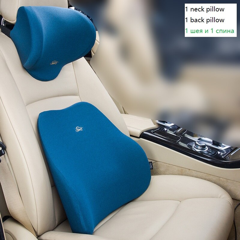 Auto Car Cushion Memory Foam Backrest Headrest  Waist Cushion Back Neck PillowPad
