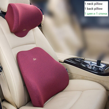 Auto Car Cushion Memory Foam Backrest Headrest  Waist Cushion Back Neck PillowPad