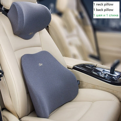 Auto Car Cushion Memory Foam Backrest Headrest  Waist Cushion Back Neck PillowPad