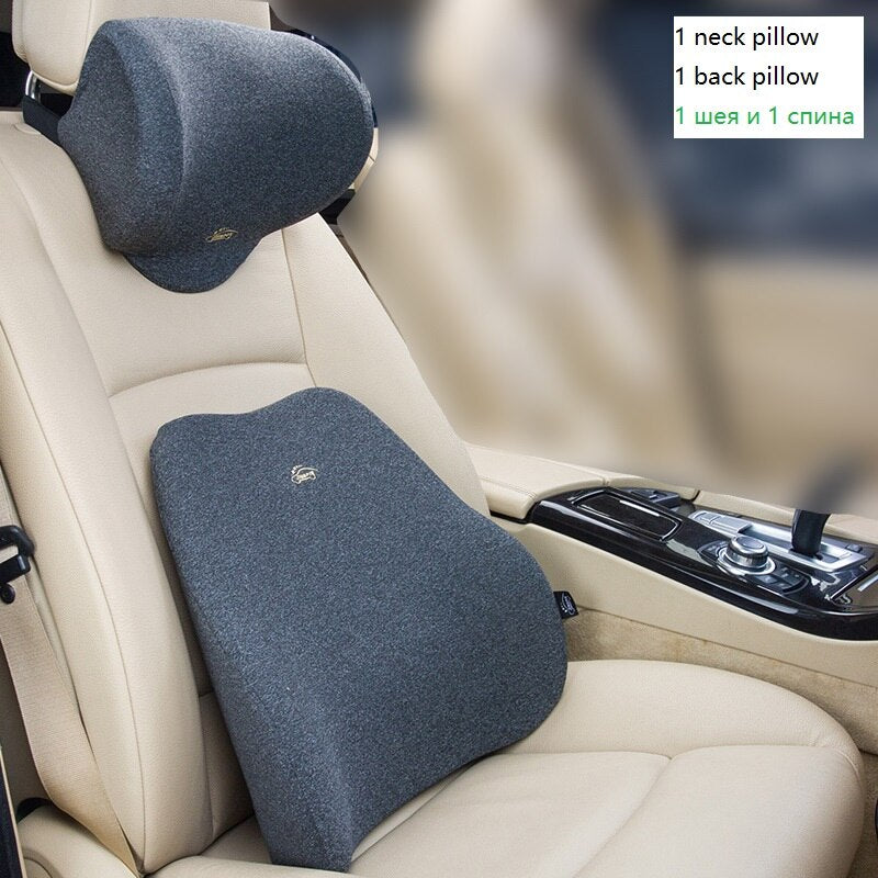 Auto Car Cushion Memory Foam Backrest Headrest  Waist Cushion Back Neck PillowPad